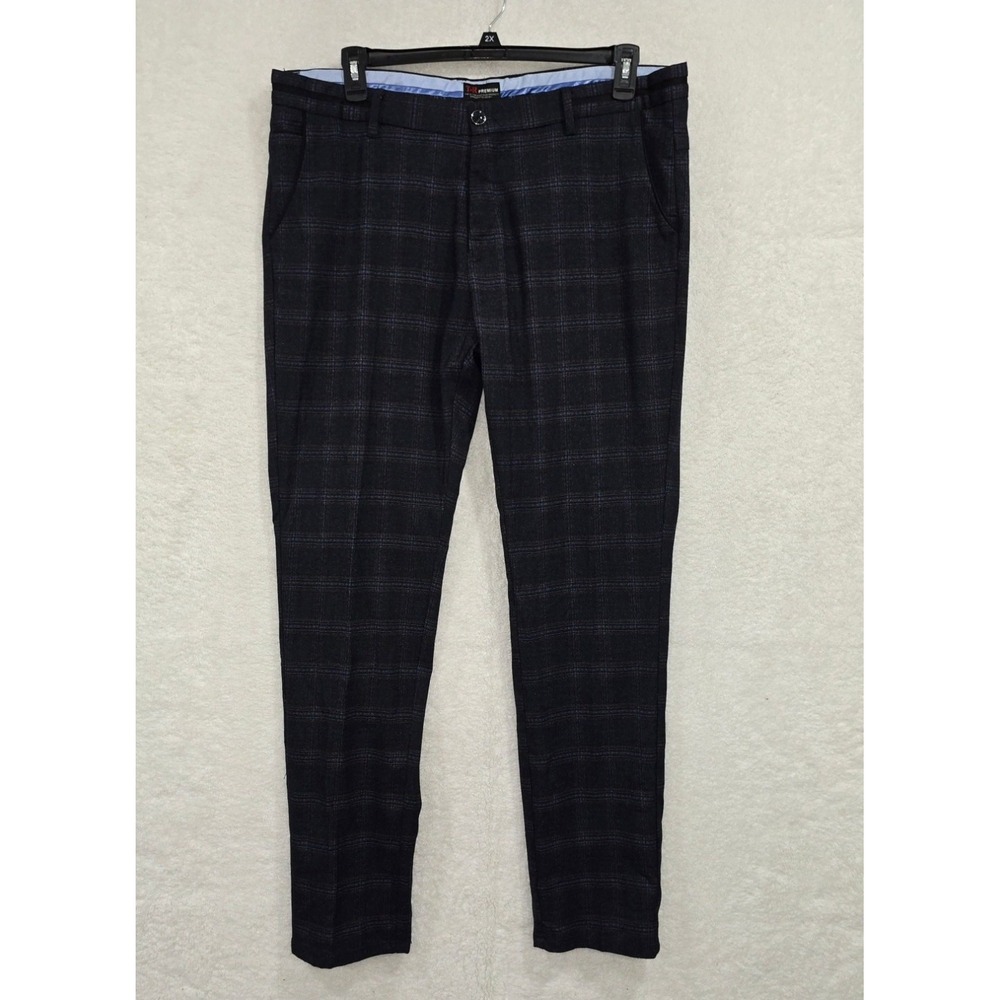 TR Premium Men's Black Plaid Dress Pants Sz 40x32 Tailored Recreation Trousers